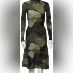 FARM Rio Green and Black Long Sleeve Dress